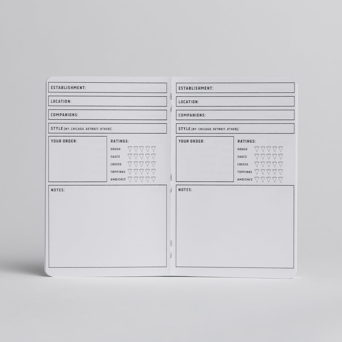 Pizza Log Book - Two 20-page books
